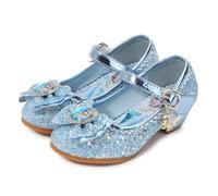 New front Principessa Scarpe Festive Scarpe col Tacco da Principessa per Bambina Buona qualità Partito Scarpe Principessa Scarpe Eleganti,Blu-Elsa,27EU