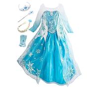 New front Ragazza Principessa Abito Regina della Neve Bambino Travestimento Principessa Elsa Costume Natale Regalo Abito Carnevale Halloween Manica Lunga,blu,100-150