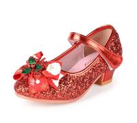 New front Scarpe da Principessa Natalizie per Bambine, Scarpe Glitterate Rosso