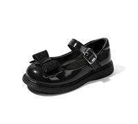 New front Scarpe Eleganti per Ragazze Mary Jane Basse per Bambina e Ragazza Testa Rotonda Design Vernice Strass e Fiocco Partito Abiti Scuola Vestire Giornaliero Nero 35