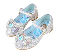 New front Scarpe Frozen Elsa Bambina Scarpe da Principessa Elsa con Paillettes Scarpe Bambina Eleganti con Tacco Ballerine da Bambine e Ragazze per Partito e Carnevale Argento 26