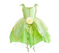 New front Tinkerbelll Costume per Ragazze Abito Trilly Magica Cosplay di Halloween Vestito per la Festa di Compleanno per Bambina Feste a Tema Estive Carneval 3-10 Anni Verde 150