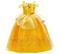 New front Vestito da Principessa Belle Vestito Belle Bambina con Accessori Vestito Elegante Bambina per Festa di Lusso Halloween Compleanno Carnevale et Natale Giallo 100