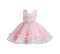 New front Vestito Tulle Tutu Sera Damigella Ragazza Abiti Principessa Elegante Bambina Senza Maniche Cerimonia Festa Formali Vacanze Fotografia Festa di Compleanno Mare Matrimoni Rosa 80