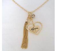 New-Guess Color Oro Floating Doppio Cuore + Nappa +Chiave +Cristallo Sfera Lungo