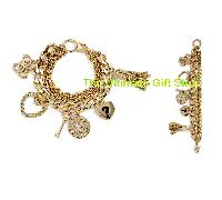 New-Guess Color Oro Multi-Catena Braccialetto con Ciondolo + Tasse, Logo, Cuore