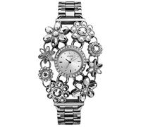 New-Guess Cristallo Color Argento Gemma Bracciale Fiore Mini Orologio W0138L1
