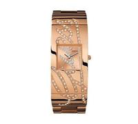 New-Guess Oro Rosa Tono S/Acciaio + Cristallo a Pavé Logo Bracciale Orologio