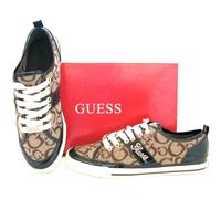 New-Guess Radica Naturale, Marrone Logo + Vernice + Rosa Oro Sport Scarpe Misura