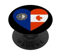 New Hampshire and Canada Flags: Heart Shaped Unity PopSockets PopGrip Adesivo