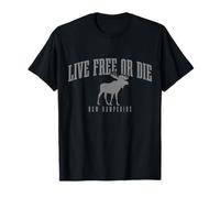 New Hampshire Live Free Or Die Pride Moose Vintage Maglietta