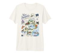 New Hampshire, NH, Stati Uniti, Mappe, Icone Maglietta Premium