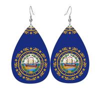 New Hampshire State Flag Orecchini in pelle per le donne a goccia ciondola stampato accessori moda abbigliamento quotidiano partito, Misura unica, Pelle