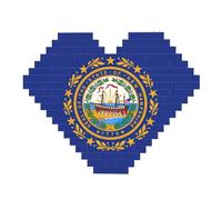 New Hampshire State Flag Print Art Brick Puzzle a forma di cuore fai da te Building Blocks Set 3D Puzzle Home Decor 82 pezzi