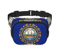 New Hampshire State Flag Print Square Marsupio Allenamento Escursionismo Marsupio Corsa Viaggi Palestra Bella Cerniera Moda, Nero , Taglia unica