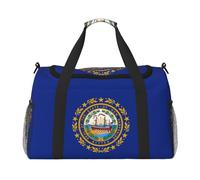 New Hampshire State Flag Print Weekender Pernottamento Carry On Bag Duffel Bag per Viaggio Donne Uomini Palestra Bagagli Borsa Carry on, Nero , Taglia unica