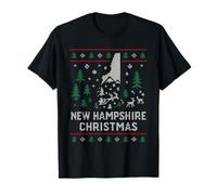 New Hampshire Ugly Shirt NH Christmas Trees Renna Maglietta