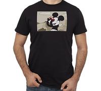 New Indastria T-Shirt Mani negli Occhi 'Non Voglio Guardare' Uomo-M-Nera
