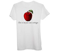New Indastria T-Shirt Parodia Magritte Questa Non È Una Cadrega -Fan Art Divertente - Uomo-S-Bianca