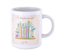 New Indastria Tazza William Shakespeare libri sullo scaffale mug regalo letteratura classica