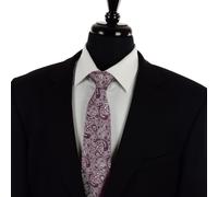 New Jacquard Prugna Viola Bacca Paisley Floreale Set Cravatta E Fazzoletto UK