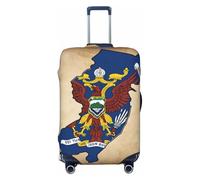 New Jersey Bandiera mappa con aquila stampa modello viaggio bagagli copertura valigia Protector valigia lavabile bagagli copre antigraffio, Nero , XL