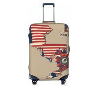 New Jersey Flag map01 - Copertura per bagagli da viaggio, lavabile, antigraffio, Nero , XL