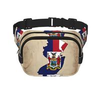 New Jersey flag map02 stampa Carino Grande Nero Fanny Pack per le donne Cross Body Marsupio Nylon Alla Moda Fanny Pack, nero, Taglia unica