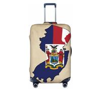New Jersey Flag map02 Stampa Travel Bagagli Copertura Valigie Copertura Protettiva Valigie Lavabile Copertura Bagagli Anti-Graffio, Nero , M