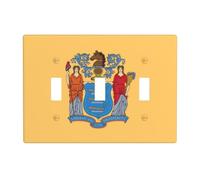 New Jersey State Flag 3 Gang Switch Plate Cover-Unbreakable policarbonato Wall Plate, resistente al calore interruttore a levetta decorazione per la casa