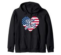 New Jersey Stato Patriottico USA Cuore US Uomini Donne e Bambini Felpa con Cappuccio