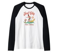 New Jersey Surfer Surf City NJ Surfing Vacanza al mare Maglia con Maniche Raglan