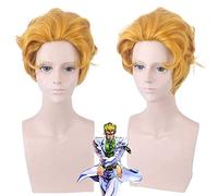 New Jojo's Bizarre Adventure Parrucca cosplay vento dorato Kira Yoshikage Parrucca dorata Jojo No Kimyou Na Bouken Capelli sintetici + Cappellino parrucca PL-247