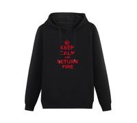 New Keep Calm And Return Fire Hoody - Mens Heavy Cotton Hoody Black XL