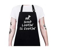 New Kitchen Chef Apron - MR. GOOD LOOKIN' IS COOKIN' Funny Aprons for Men Dad - Adjustable Bib Apron