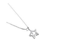 New Korea 925 silver beautiful and shiny crystal star necklace, women's party wedding accessories, jewelry gifts(40cm 16inches)