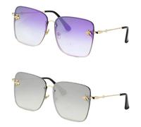 New Lady UV400 - Occhiali da sole quadrati senza montatura di grandi dimensioni, alla moda, con design delle piccole api, Cranber 2