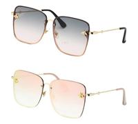 New Lady UV400 - Occhiali da sole quadrati senza montatura di grandi dimensioni, alla moda, con design delle piccole api, Cranber 1