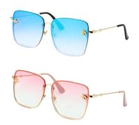 New Lady UV400 - Occhiali da sole quadrati senza montatura di grandi dimensioni, alla moda, con design delle piccole api, Cranber 3