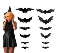 New LED Purple Lighted 3D Bats Halloween Decorations | 12 Pieces Halloween 3D Lighted Bats,Glow In The Dark DIY Decor For Window Wall Living Room Indoor Bar Holiday Parties