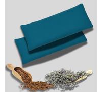 New Life Herbals Confezione da 2 cuscini per gli occhi da yoga, maschere per gli occhi in seta profumate ai semi di lino e lavanda + kit fai da te, fodera in seta e cotone, per rilassarsi, dormire e