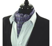 New Lilla Ascot Foulard Cravatta Viola Argento Nero Uomo Regalo Raso Seta a20 UK