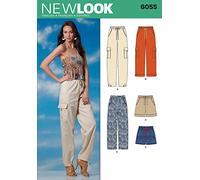 New Look Cartamodello 6055: Pantaloni e Pantaloncini da Donna, (6-8-10-12-14-16), Cartone di Carta, Bianco, Taglia Unica