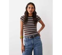 New Look baby tee a righe marroni e blu-Marrone 50