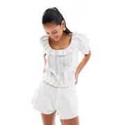 New Look - Blusa blu a righe e a fiori con bottoni 44