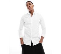 New Look - Camicia attillata a maniche lunghe in popeline bianco 2XL