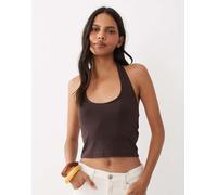 New Look - Canotta allacciata al collo marrone scuro 44