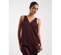 New Look - Canotta in raso bordeaux scuro-Rosso 44