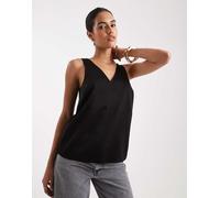 New Look - Canotta nera in raso-Nero 46