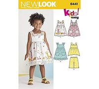New Look-Cartamodello per Abiti da Bambine, Top e Pantaloni a 3/4 da Cucito, di Carta